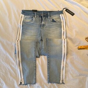 Blank NYC  Blue Denim Jeans with White Stripes